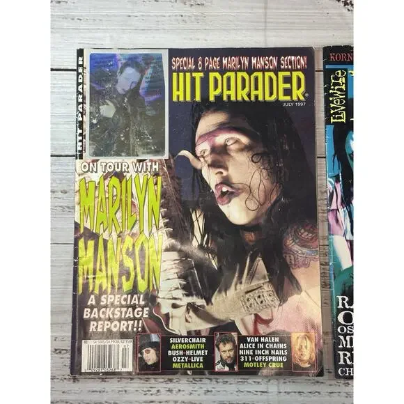 Lot Of 3 90’s Marilyn Manson Magazines Live Wire Metal Edge Hit Parader - Picture 2 of 4